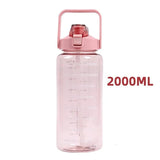 Transparent Motivational Timer Bottle| 2 liter Transparent Motivational Bottle | water bottle with motivational time marker | leakproof durable non toxic sipper for office school gallon gym