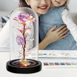 Artificial Colorful Flower Rose Gift |  Led Light On Galaxy Rose | Glass Dome Best Gifts | Valentine's Day Rose Flower Gifts | Colorful Rainbow Artificial Flower Rose Light Up | Rose in Acrylic Dome