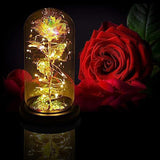 Artificial Colorful Flower Rose Gift |  Led Light On Galaxy Rose | Glass Dome Best Gifts | Valentine's Day Rose Flower Gifts | Colorful Rainbow Artificial Flower Rose Light Up | Rose in Acrylic Dome